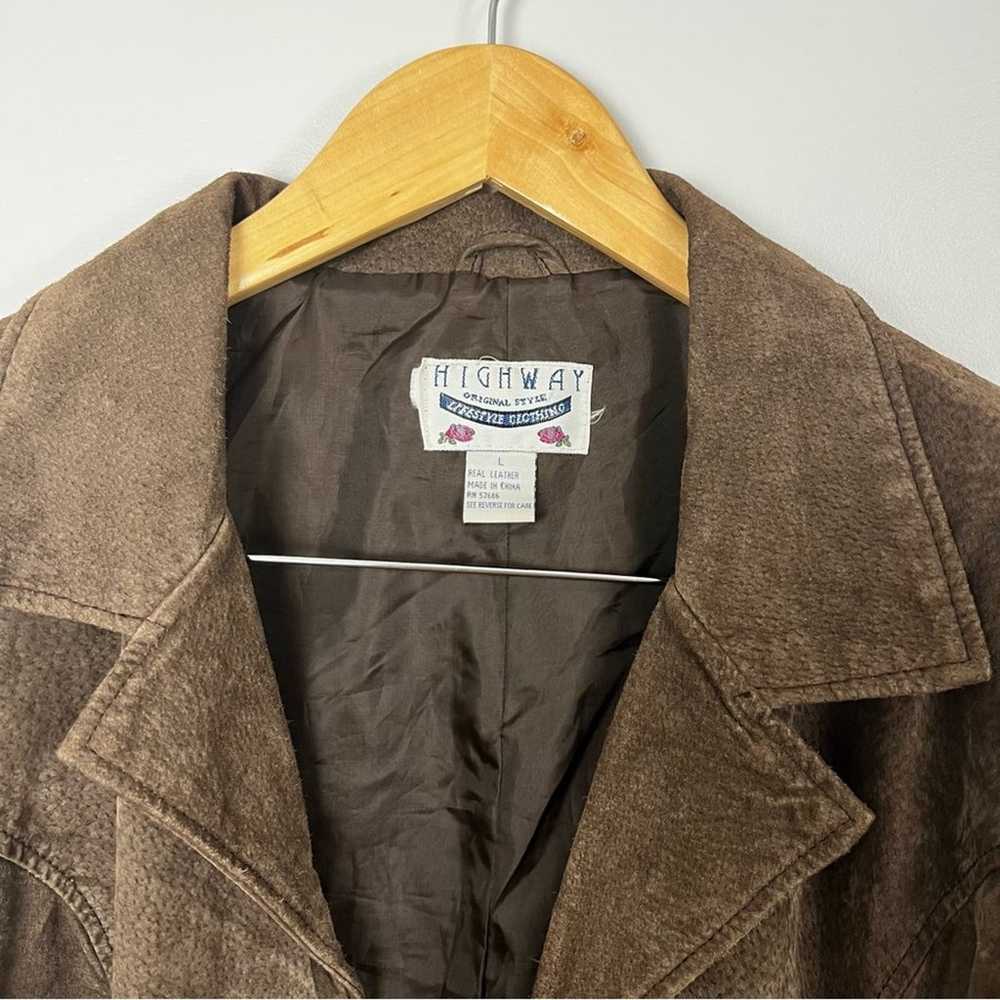Vintage Western Suede Belted Button Down Chocolat… - image 5