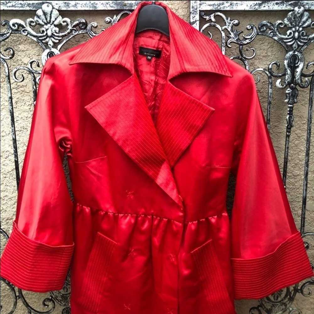 ADOLFO DOMINGUEZ red satin dressy coat - image 4