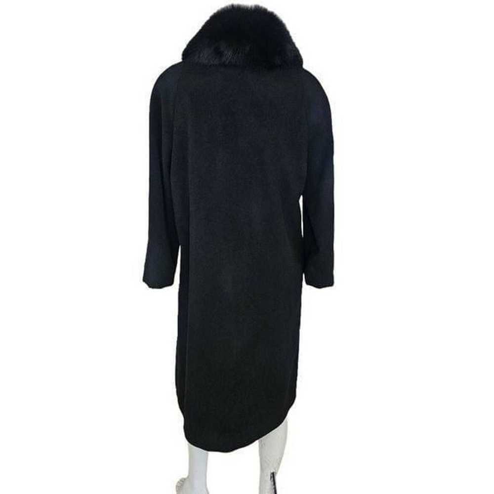 100% cashmere womens Sz M black trench coat fox f… - image 6