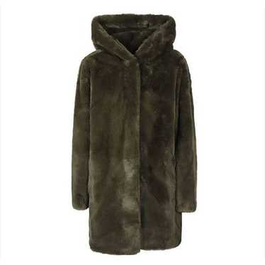 DKNY Women's Green Faux Fur Hooded Lined Coat - image 1