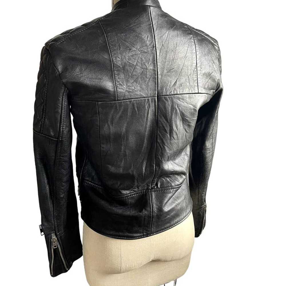 Deadwood Recycled Black Leather Moto Jacket - siz… - image 2