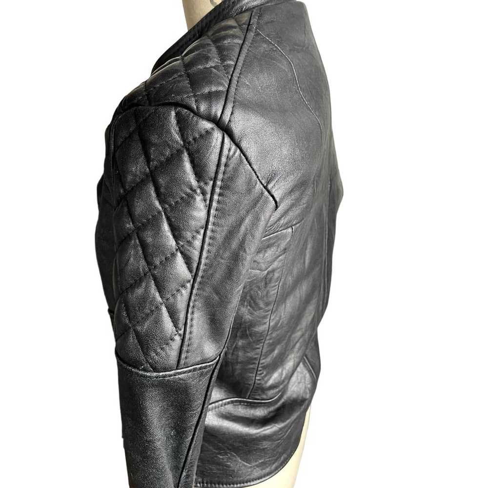 Deadwood Recycled Black Leather Moto Jacket - siz… - image 3