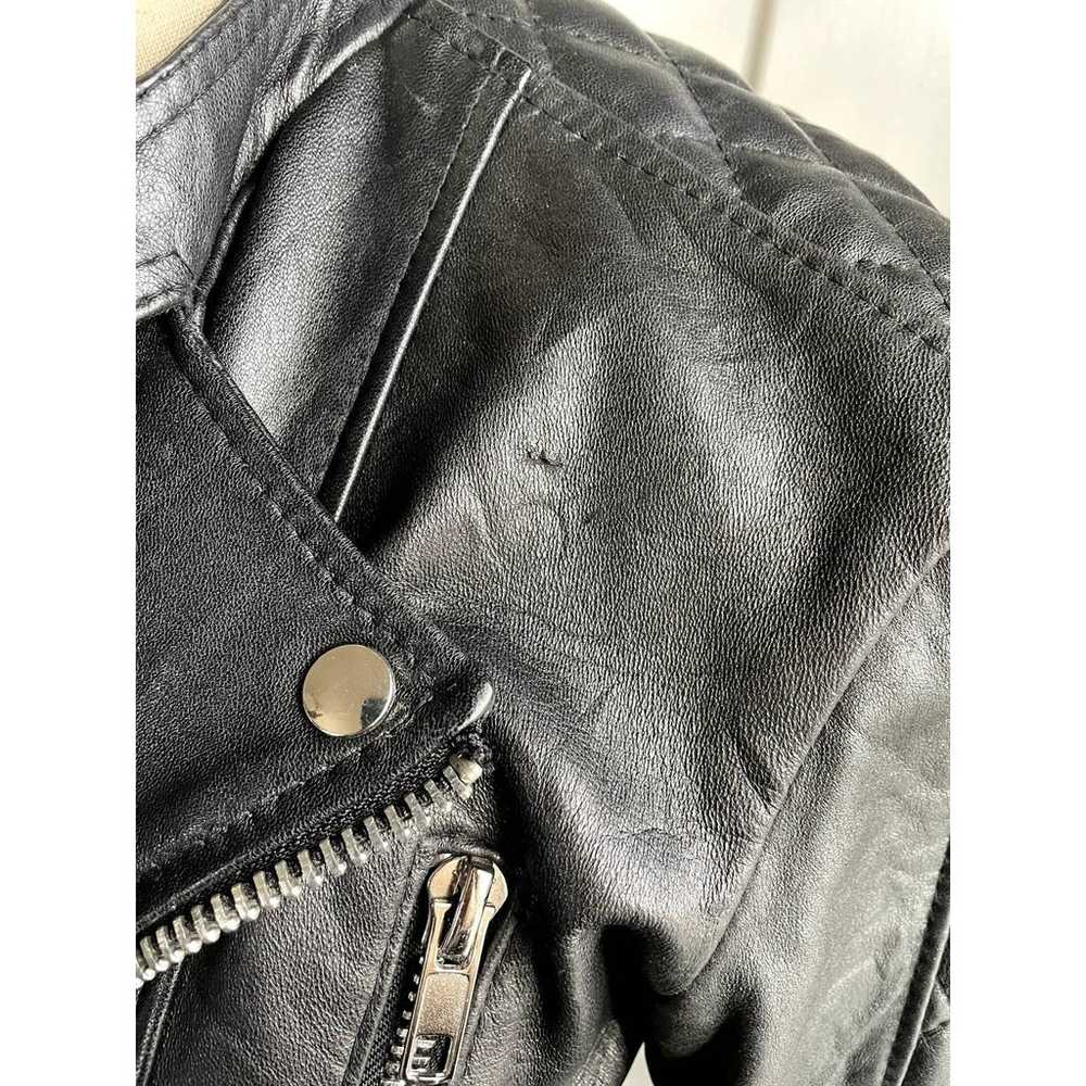 Deadwood Recycled Black Leather Moto Jacket - siz… - image 4