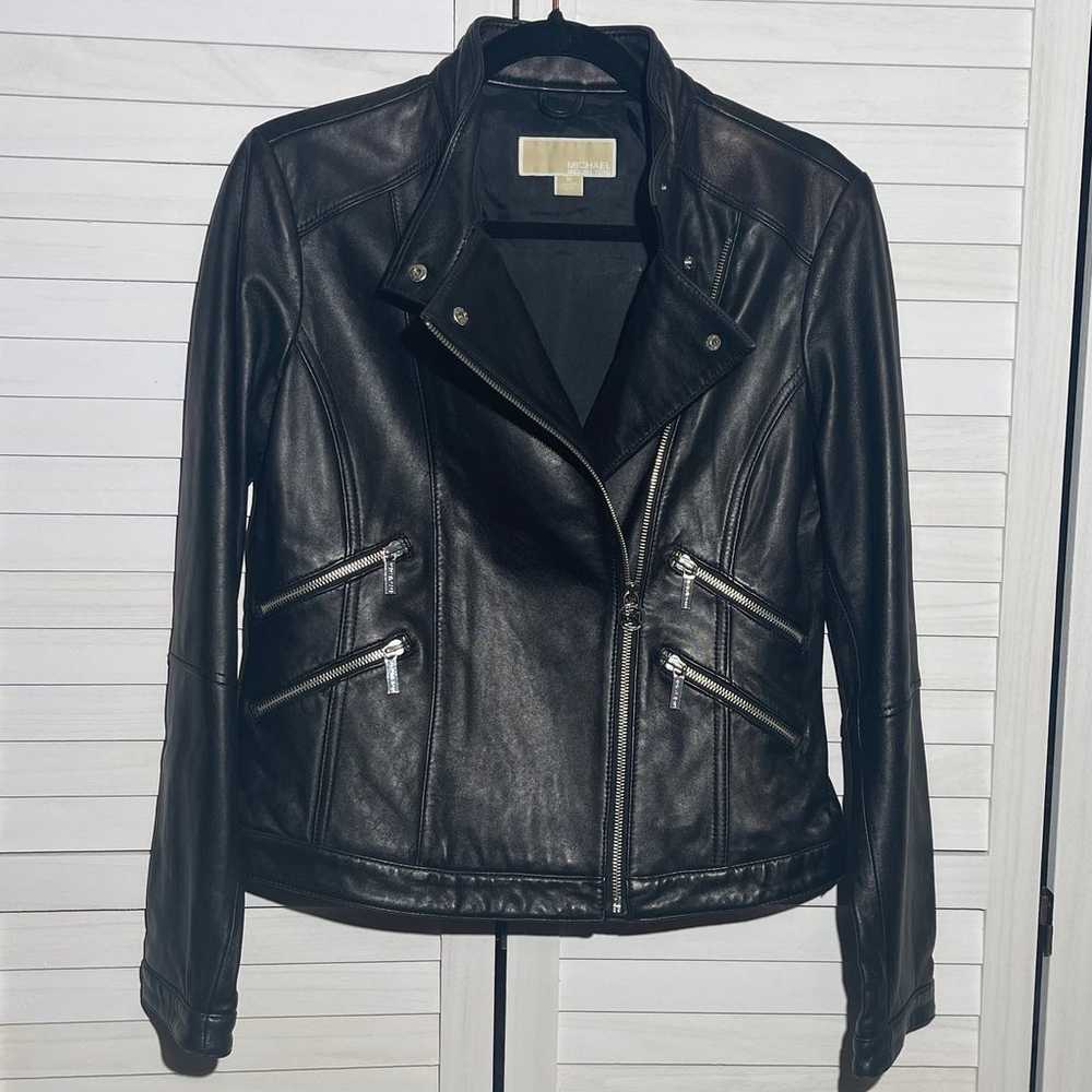 MICHAEL KORS, Black Leather Moto Leather Jacket S… - image 11
