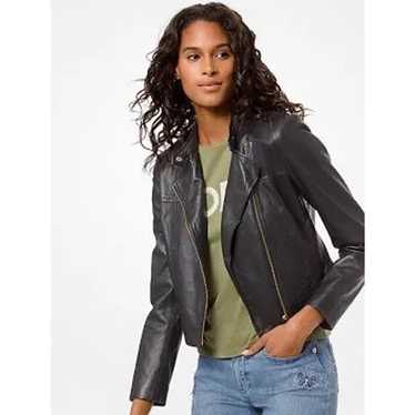 MICHAEL KORS, Black Leather Moto Leather Jacket S… - image 1