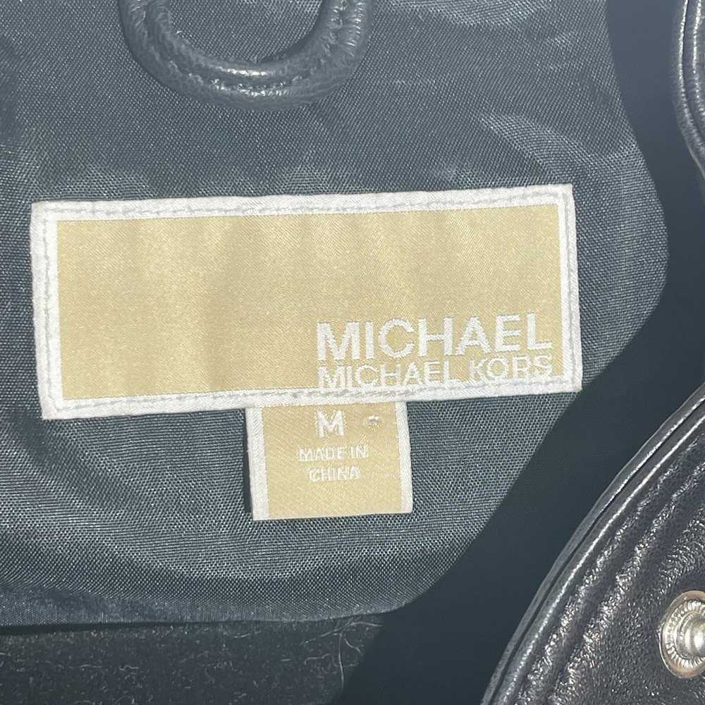 MICHAEL KORS, Black Leather Moto Leather Jacket S… - image 3