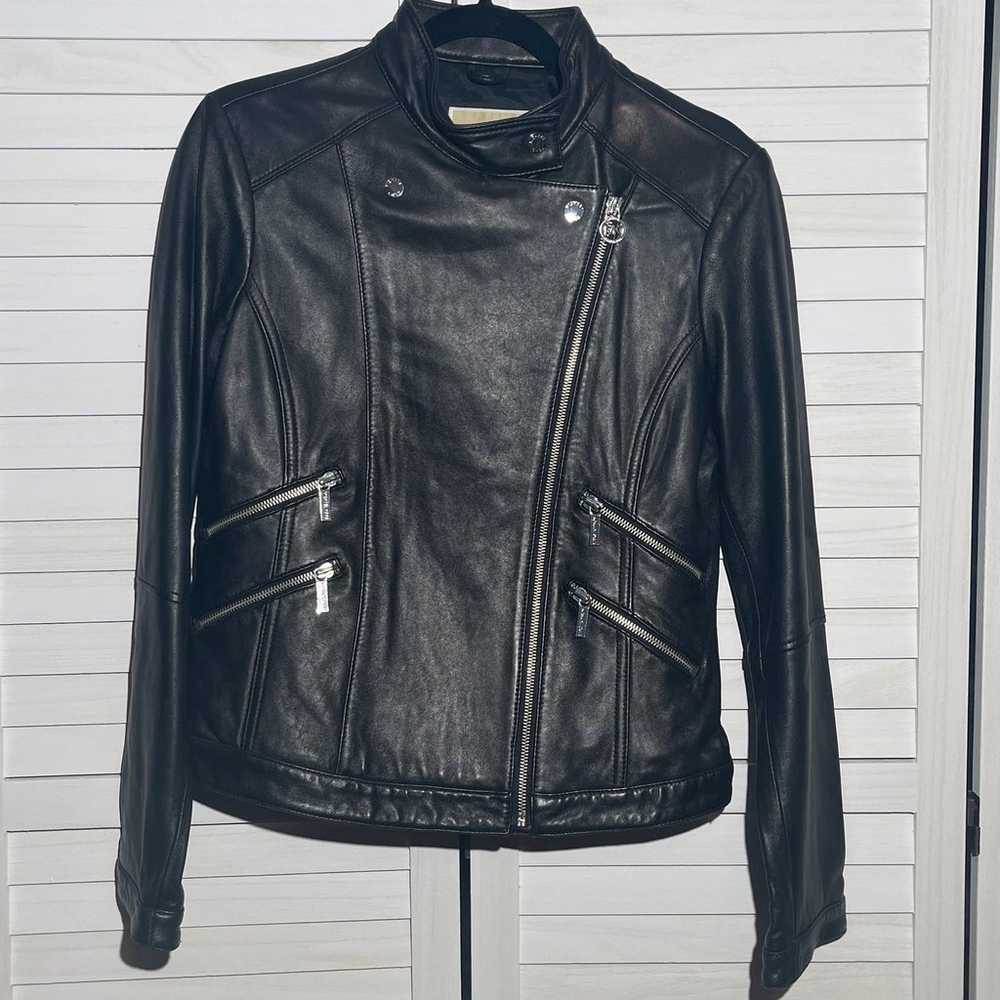 MICHAEL KORS, Black Leather Moto Leather Jacket S… - image 7