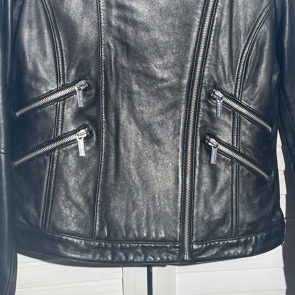 MICHAEL KORS, Black Leather Moto Leather Jacket S… - image 9
