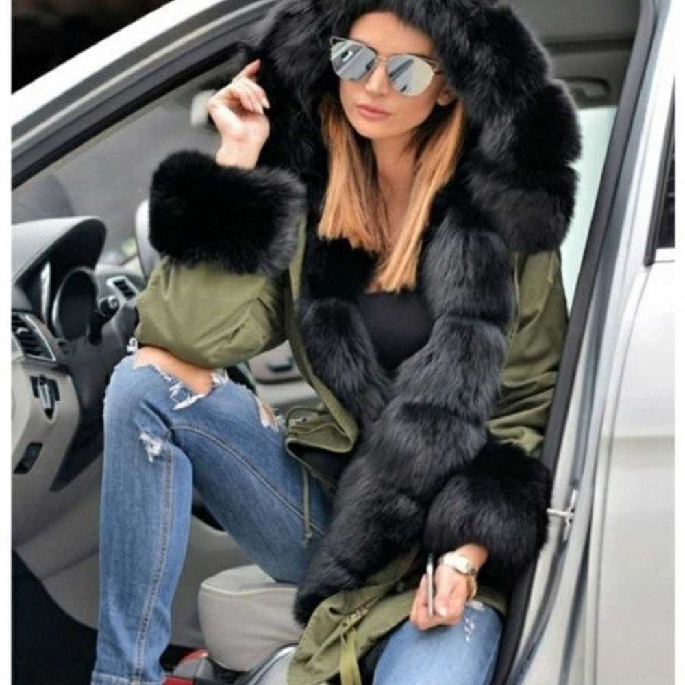 Roiii Winter Coat Luxury Women's Faux Fur Hooded … - image 6