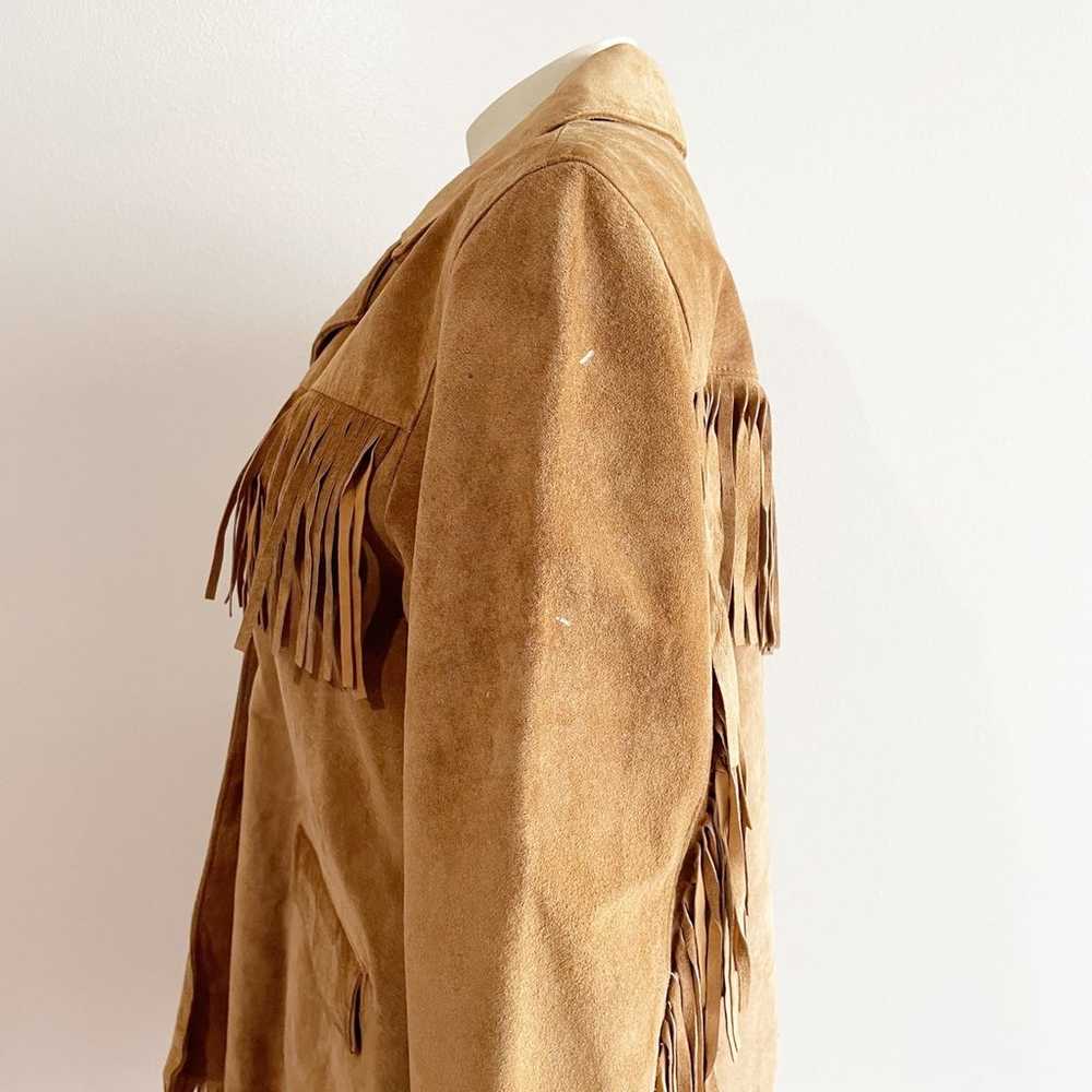 Vintage Genuine Leather Suede Fringe Jacket Camel… - image 12