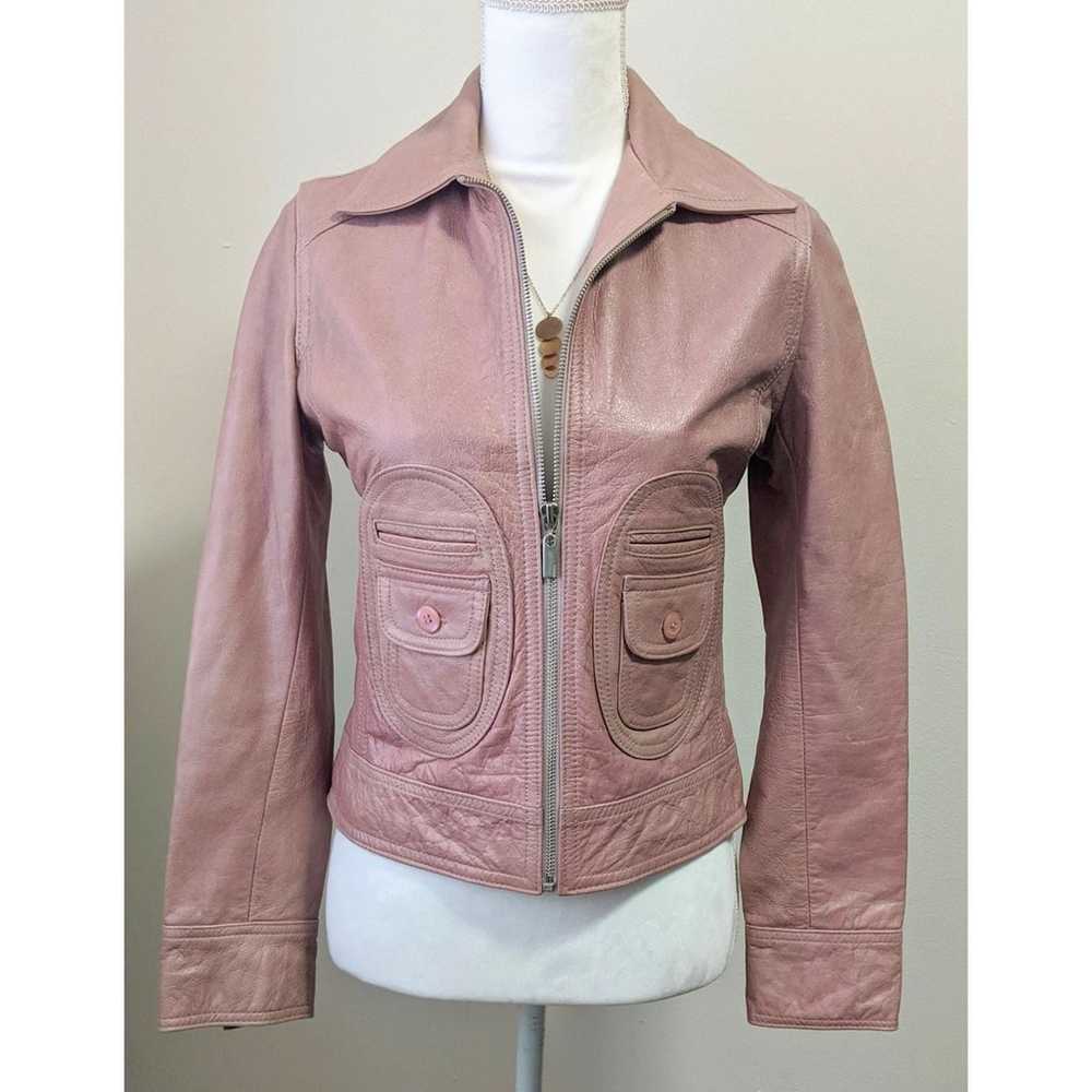 Doma Pink Leather Jacket Medium - image 1