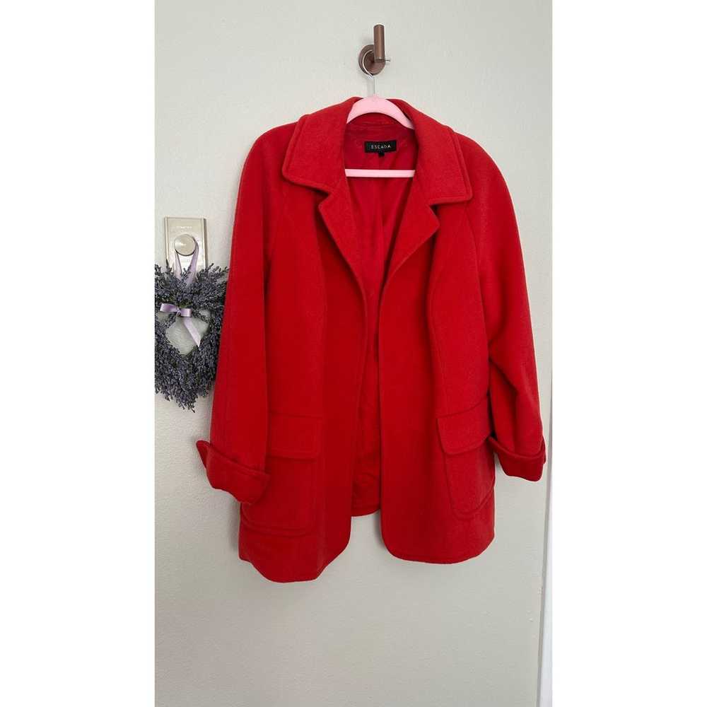 Vintage Escada Sz 46 Wool Cashmere Angora Red Fel… - image 3