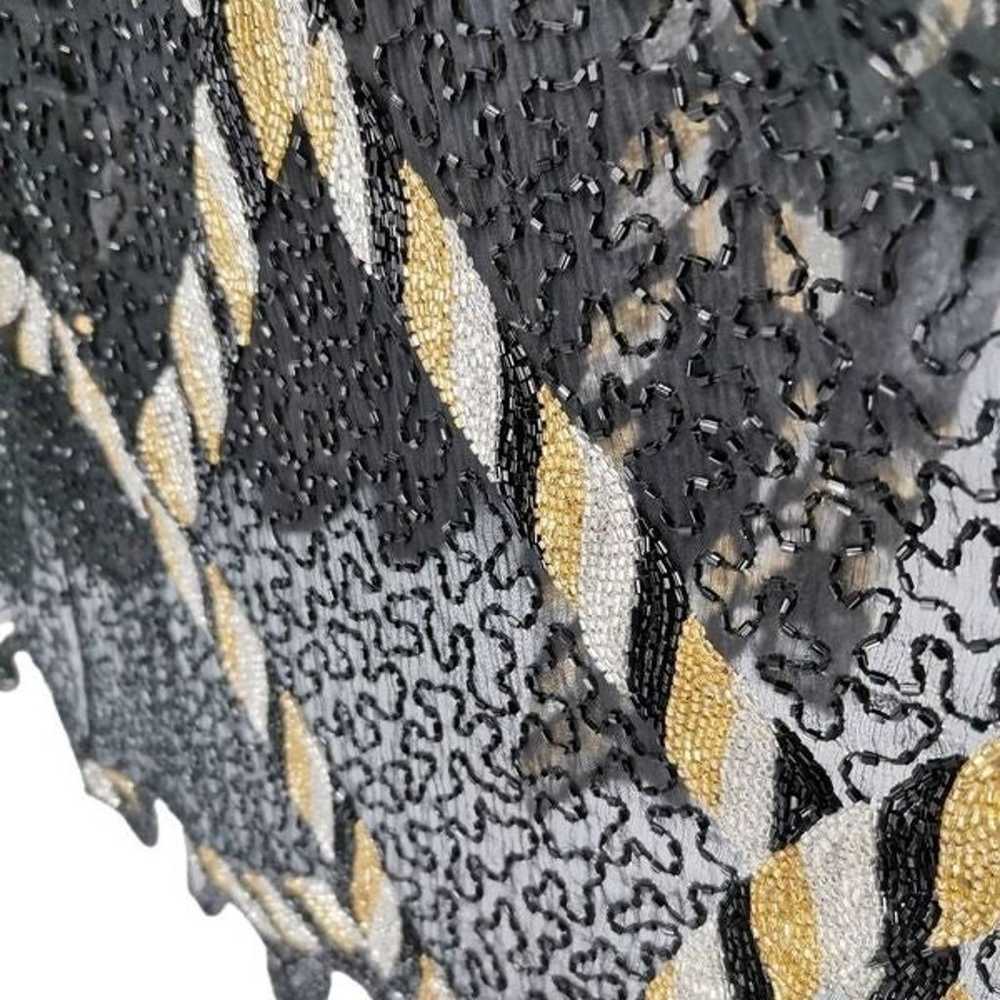 Vintage Black Silk Jacket Hand Embellished in Bac… - image 4