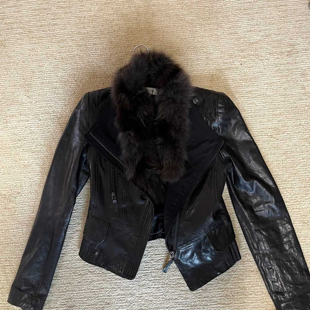 Women’s Leather Jacket with Fur Vest XS - image 3