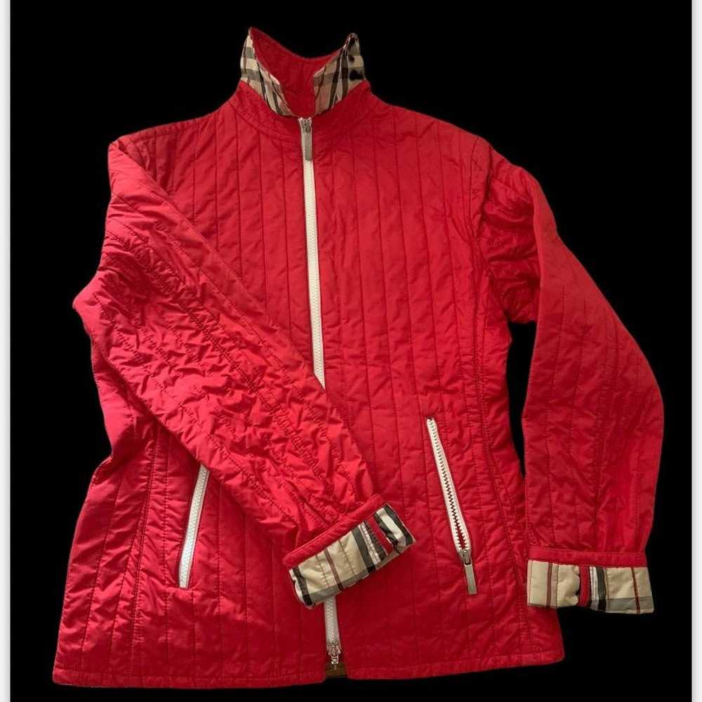 authentic Burberry nova check quilted jacket red … - image 3