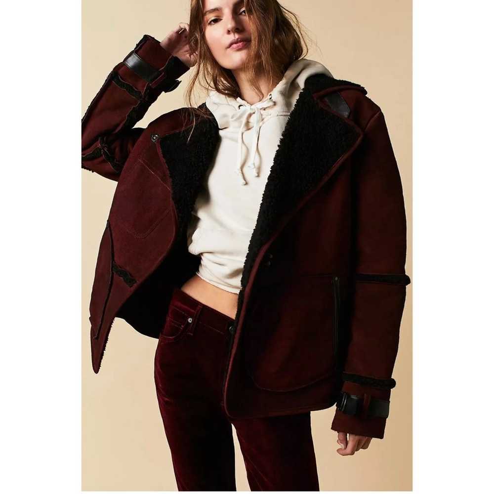 New Free People Cassidy Cozy Jacket SUEDE SHERPA … - image 3