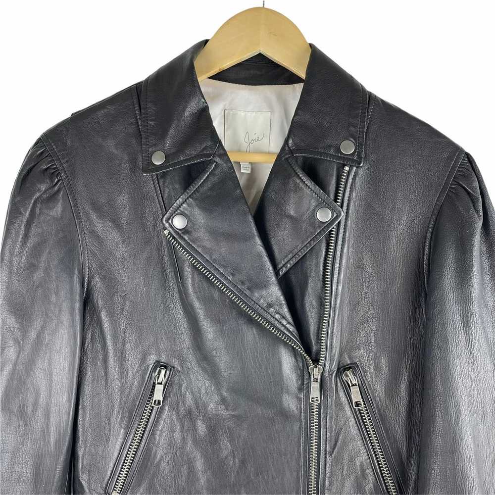 Joie Necia Cropped Leather Jacket Biker Cavier Bl… - image 5