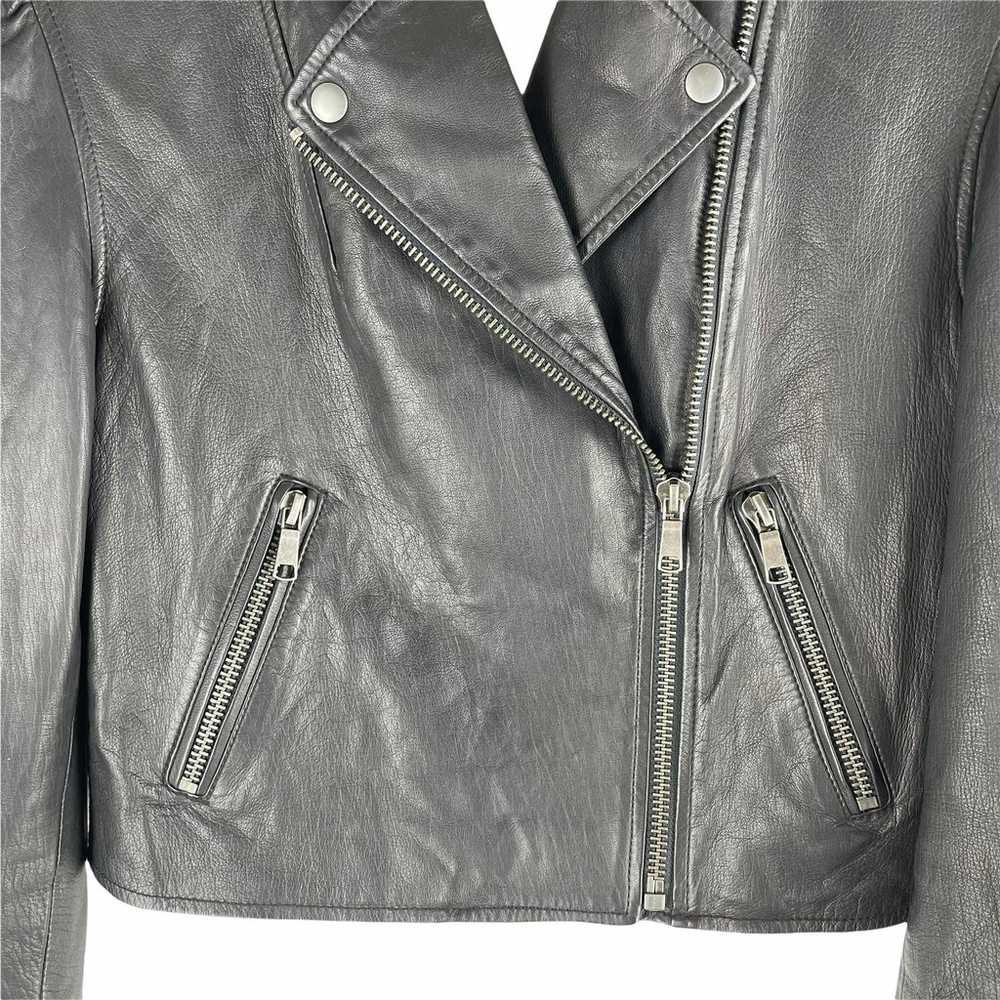 Joie Necia Cropped Leather Jacket Biker Cavier Bl… - image 6