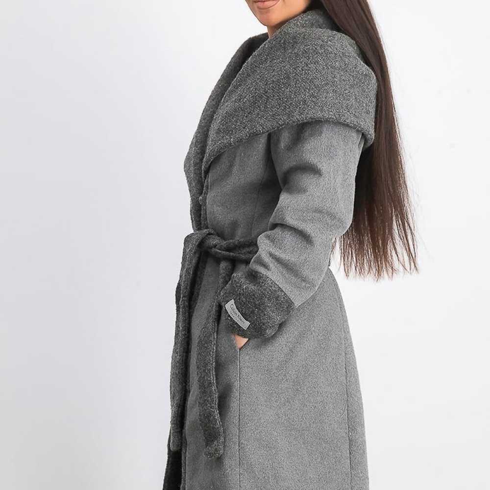 Calvin Klein Boucle trim hooded wrap coat - image 3