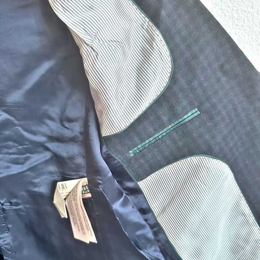 MASSIMO DUTTI | Navy Blue Gray Check Plaid Blazer… - image 7