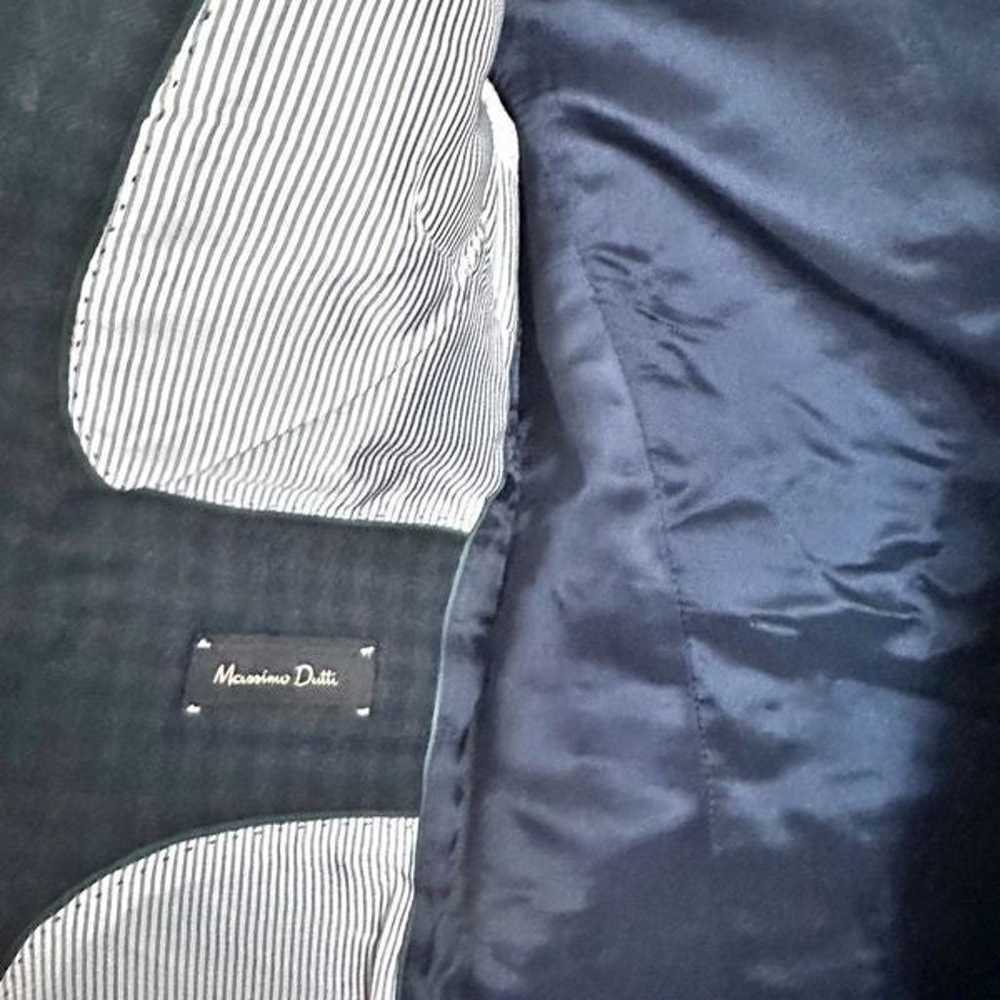 MASSIMO DUTTI | Navy Blue Gray Check Plaid Blazer… - image 8