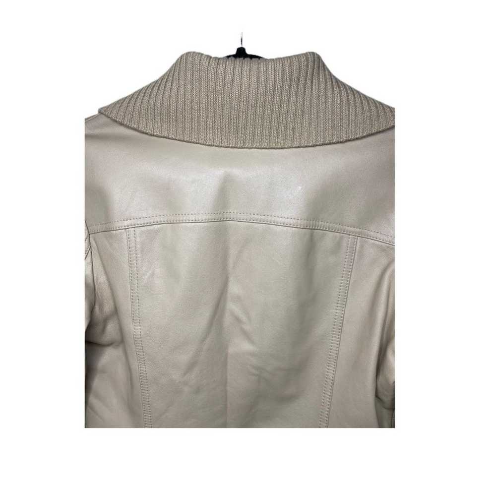 Ladies 100% Authentic Goat Leather Jacket, Tan - image 4
