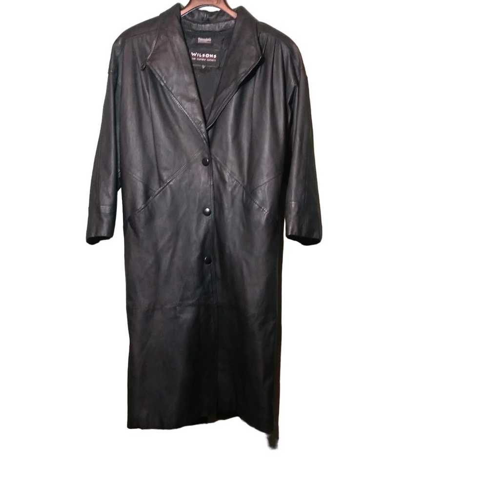 Wilsons Full Length Black Leather Coat w Thinsula… - image 1