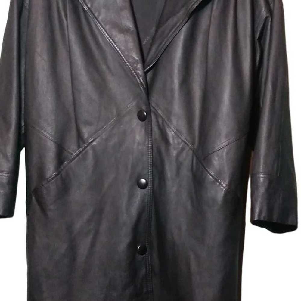 Wilsons Full Length Black Leather Coat w Thinsula… - image 5