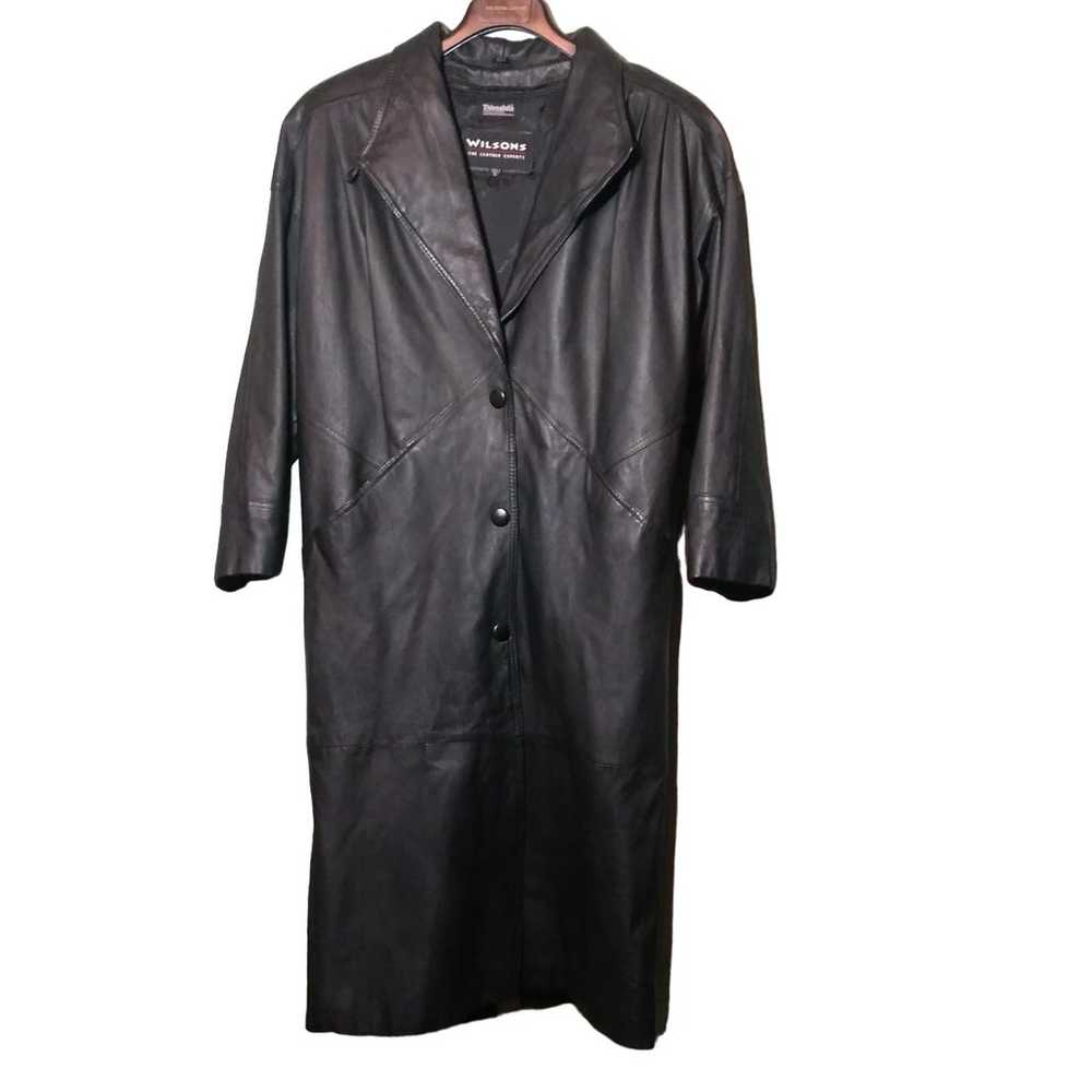 Wilsons Full Length Black Leather Coat w Thinsula… - image 7