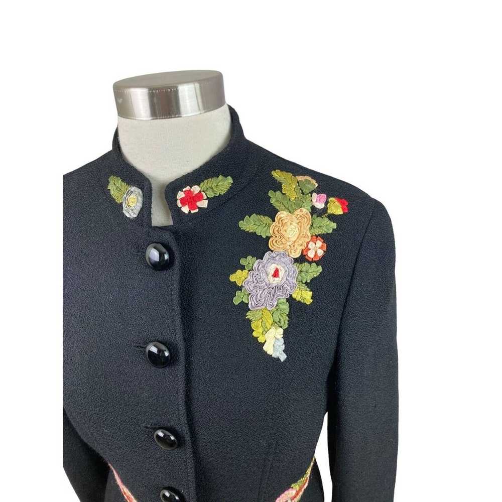 Moschino Italy Black Wool Floral Embellished Line… - image 2