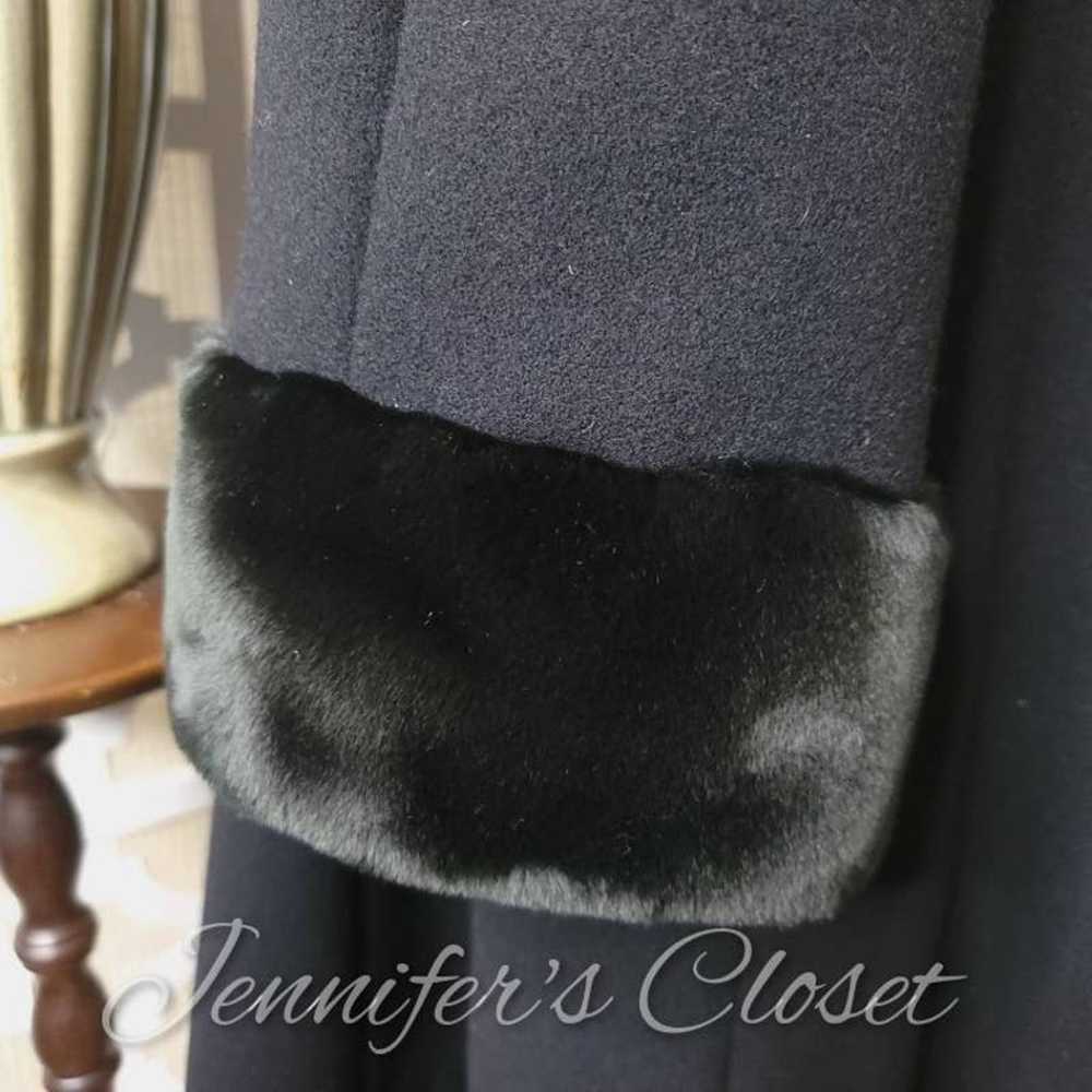 Donnybrook Black Wool Double Breasted Faux Fur Tr… - image 11