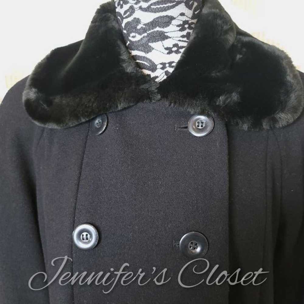 Donnybrook Black Wool Double Breasted Faux Fur Tr… - image 2