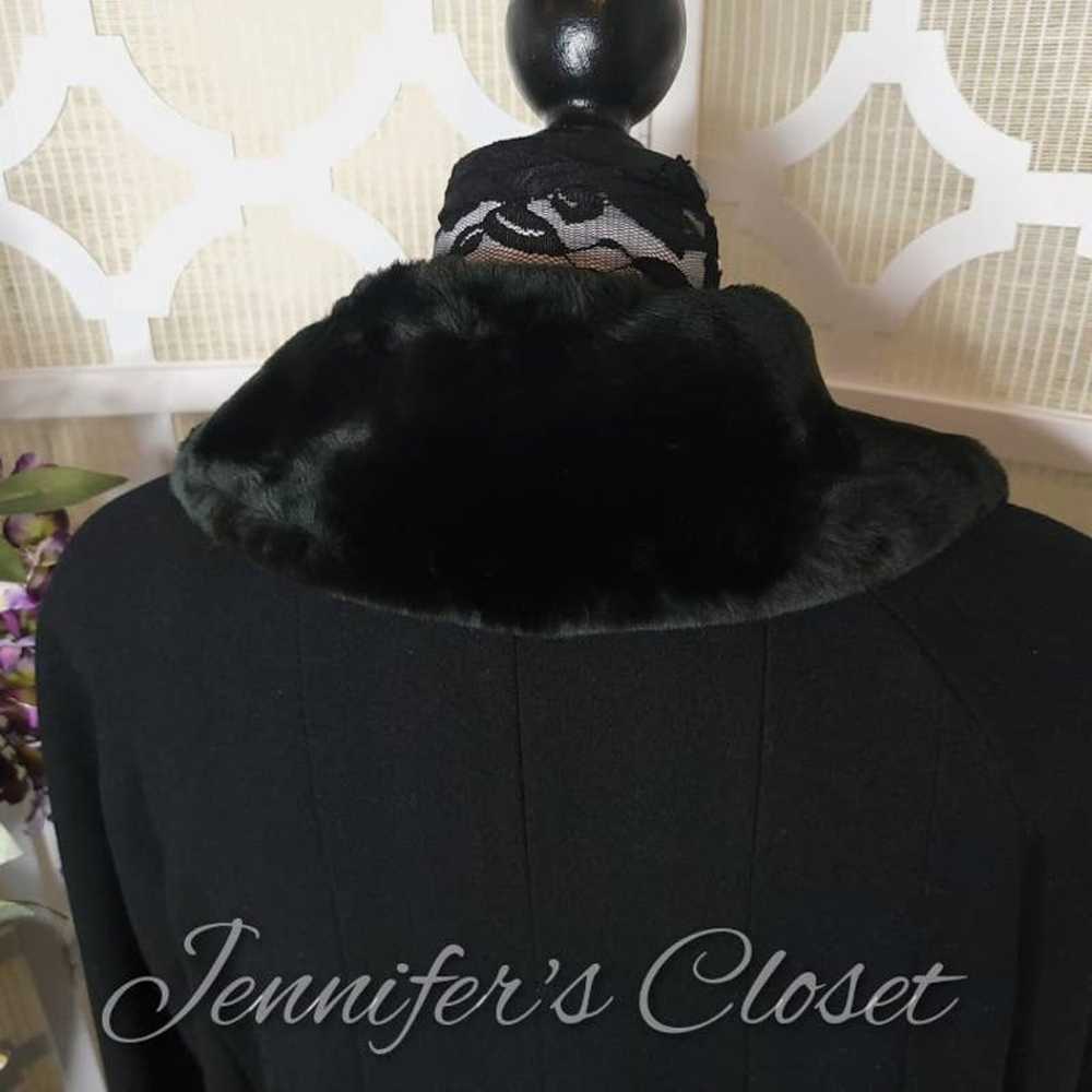 Donnybrook Black Wool Double Breasted Faux Fur Tr… - image 6