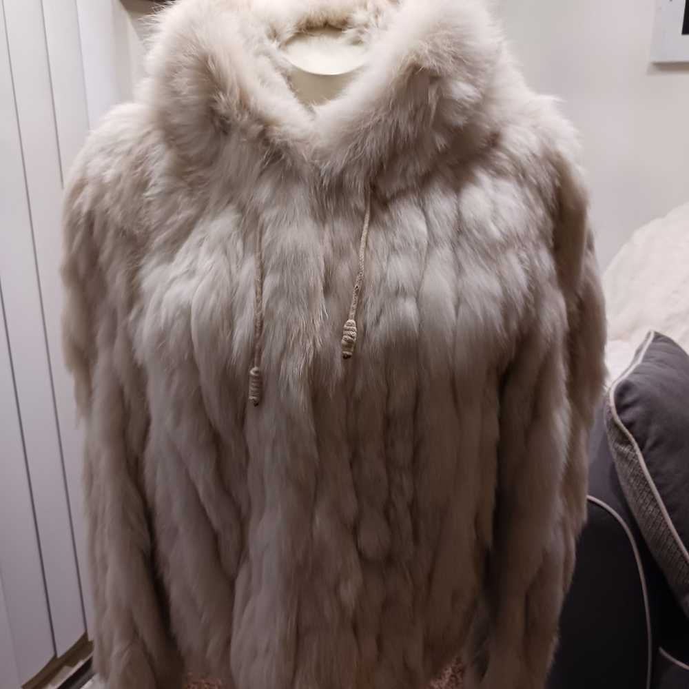 Norwegian Blue Fox Fur Jacket w/ Hood - image 1
