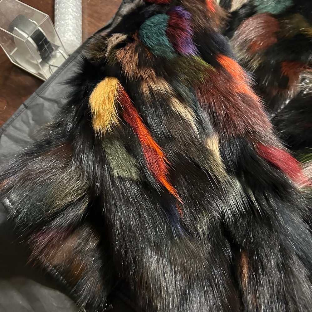 Multi-colored Fur Coat Preowned - image 5