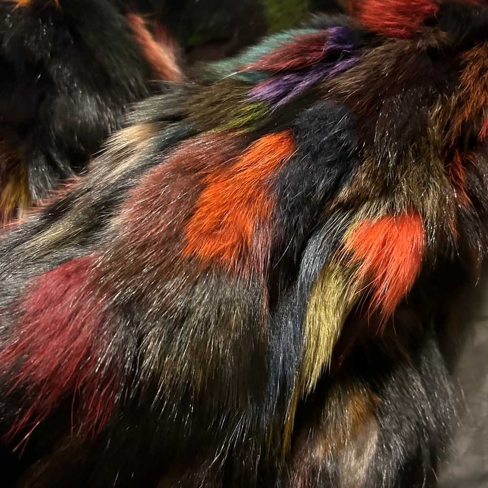 Multi-colored Fur Coat Preowned - image 6