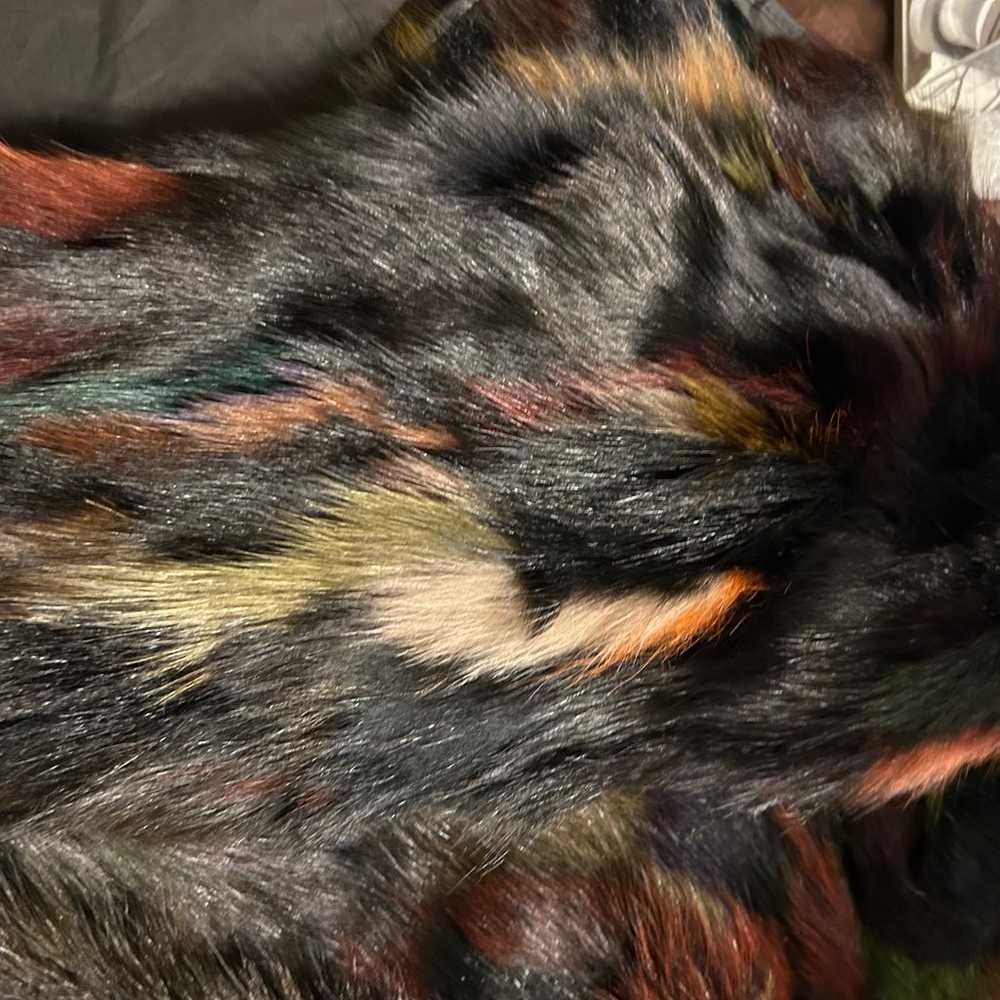 Multi-colored Fur Coat Preowned - image 9