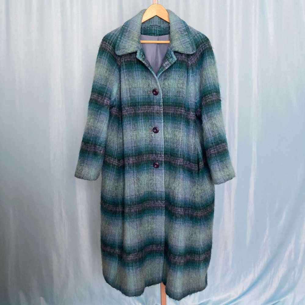 Vintage Blue Plaid Mohair Wool Overcoat - image 5