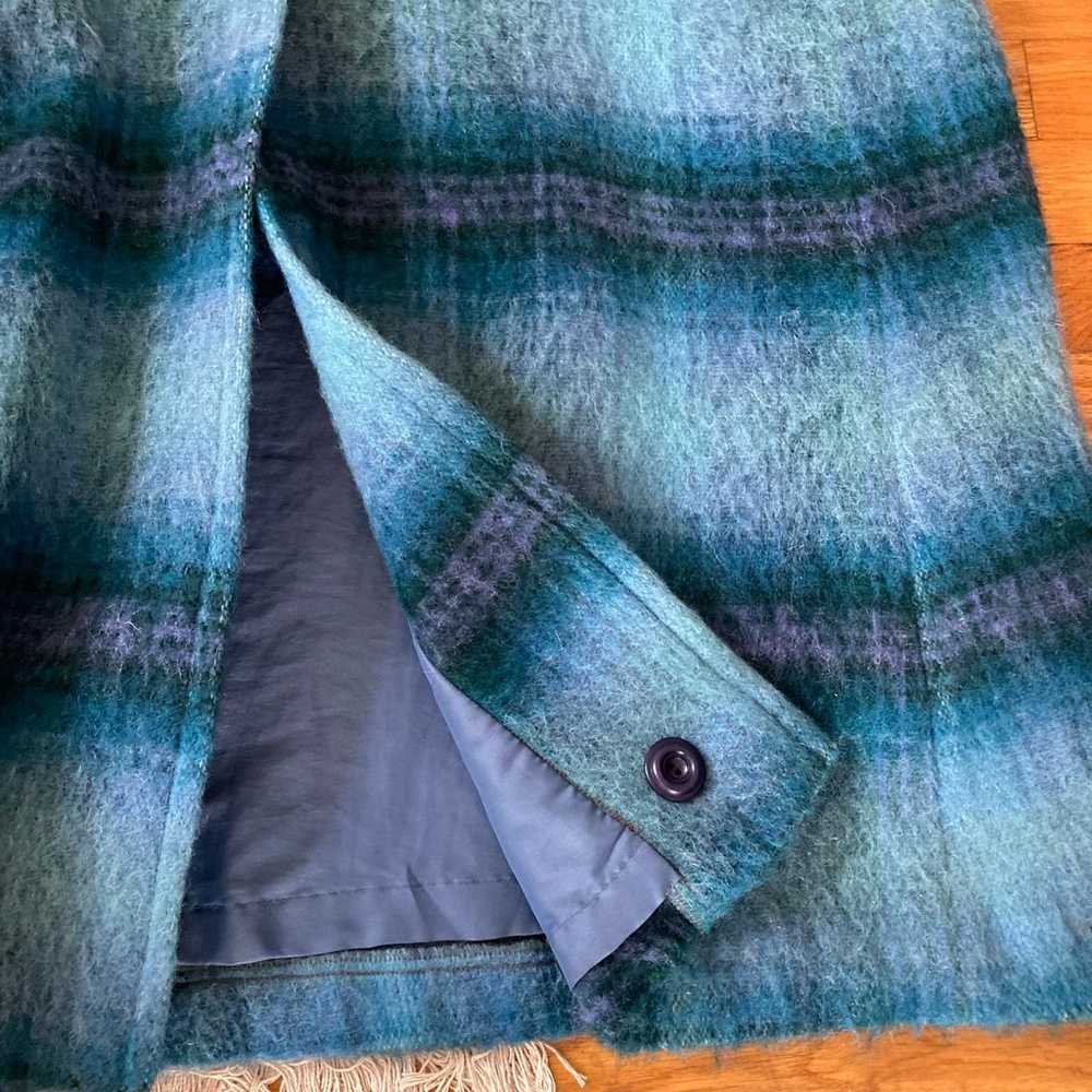 Vintage Blue Plaid Mohair Wool Overcoat - image 8