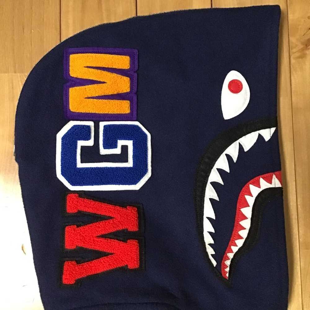Bape BAPE sleeve leather shark hoodie varsity jac… - image 4