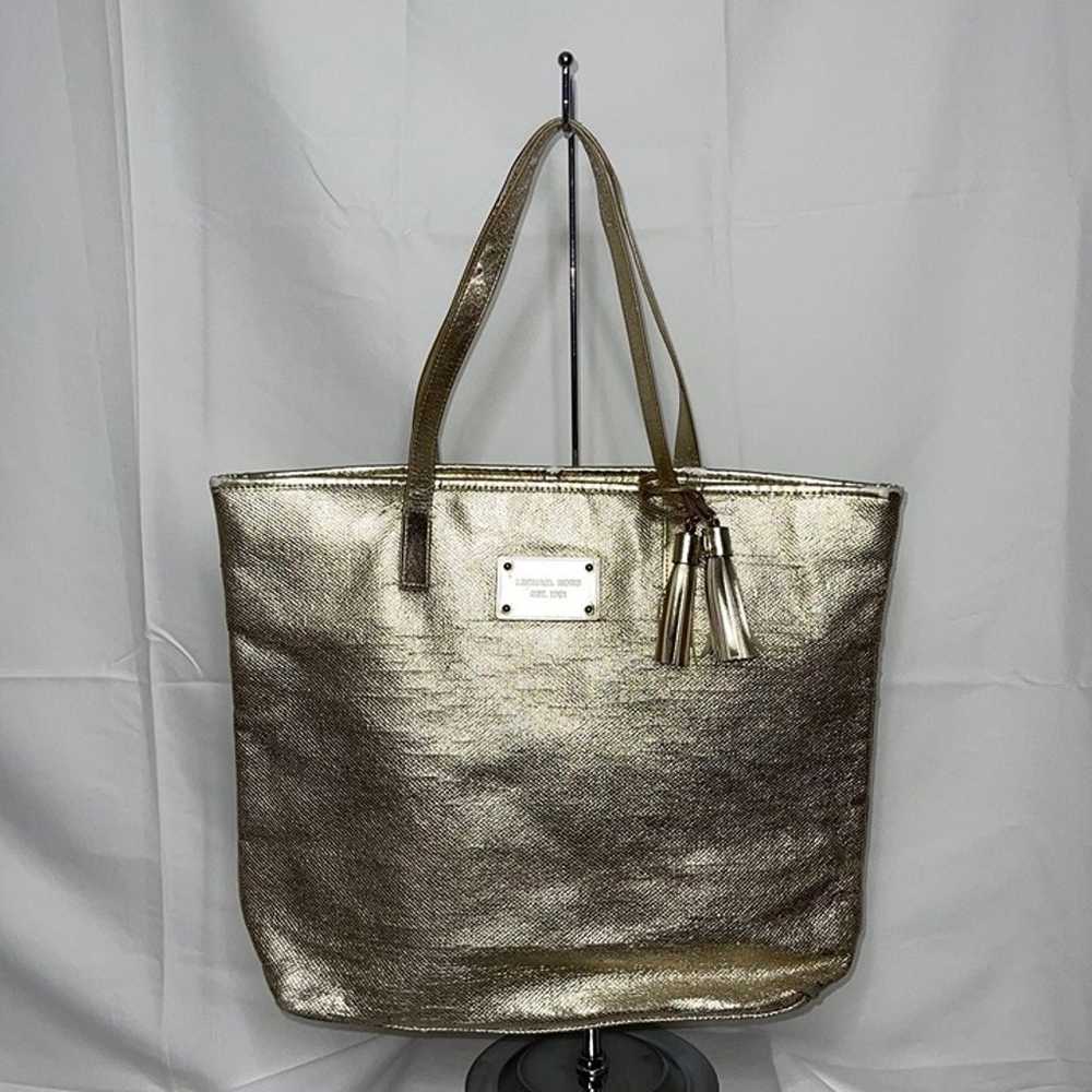 Michael Kors Gold Shimmer Tote Shopper Bag - image 6