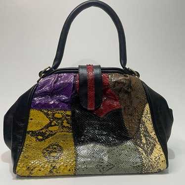 Leather Snakeskin Print Bag - image 1