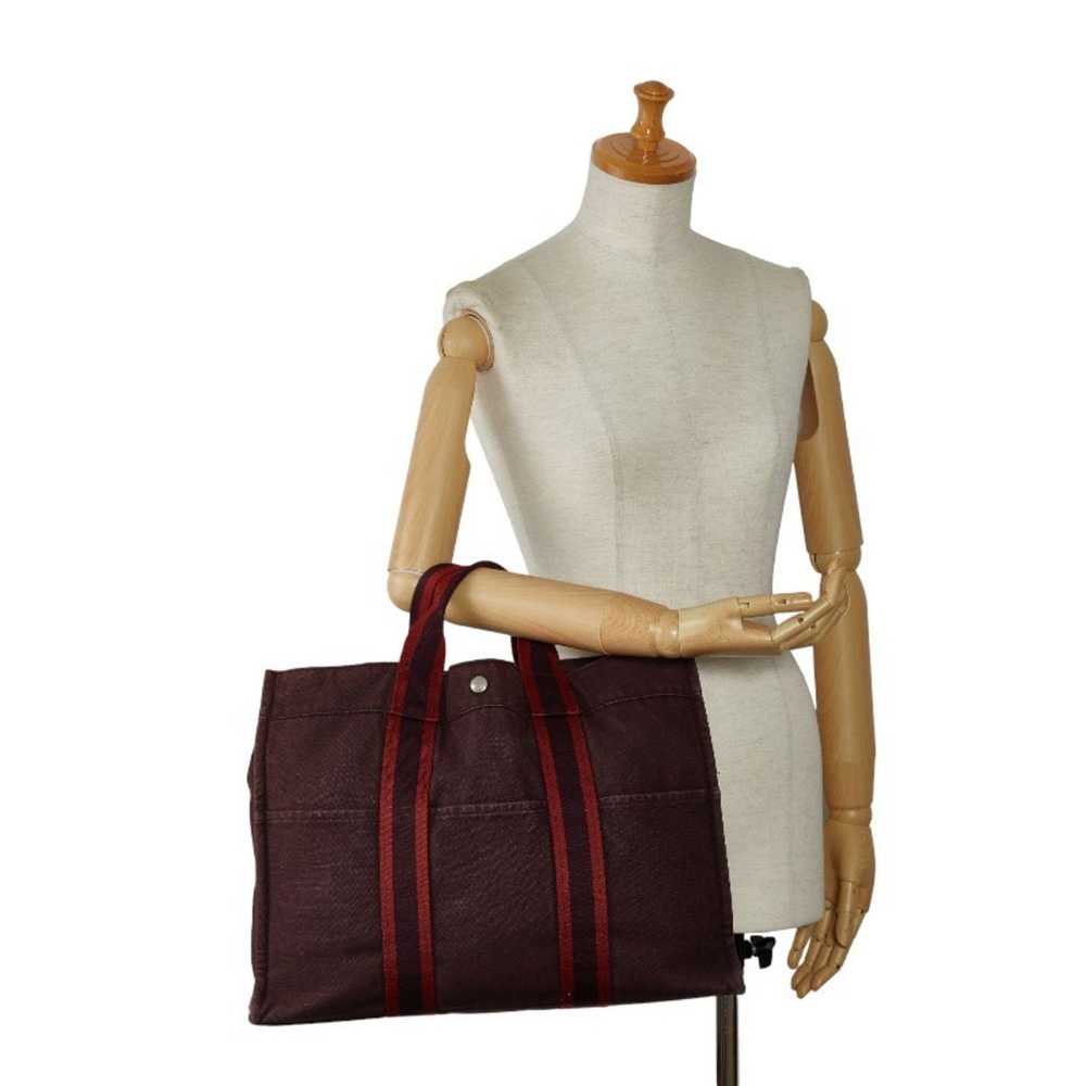 Hermes Hermes Foul Tote MM Handbag Bag Red Canvas… - image 8