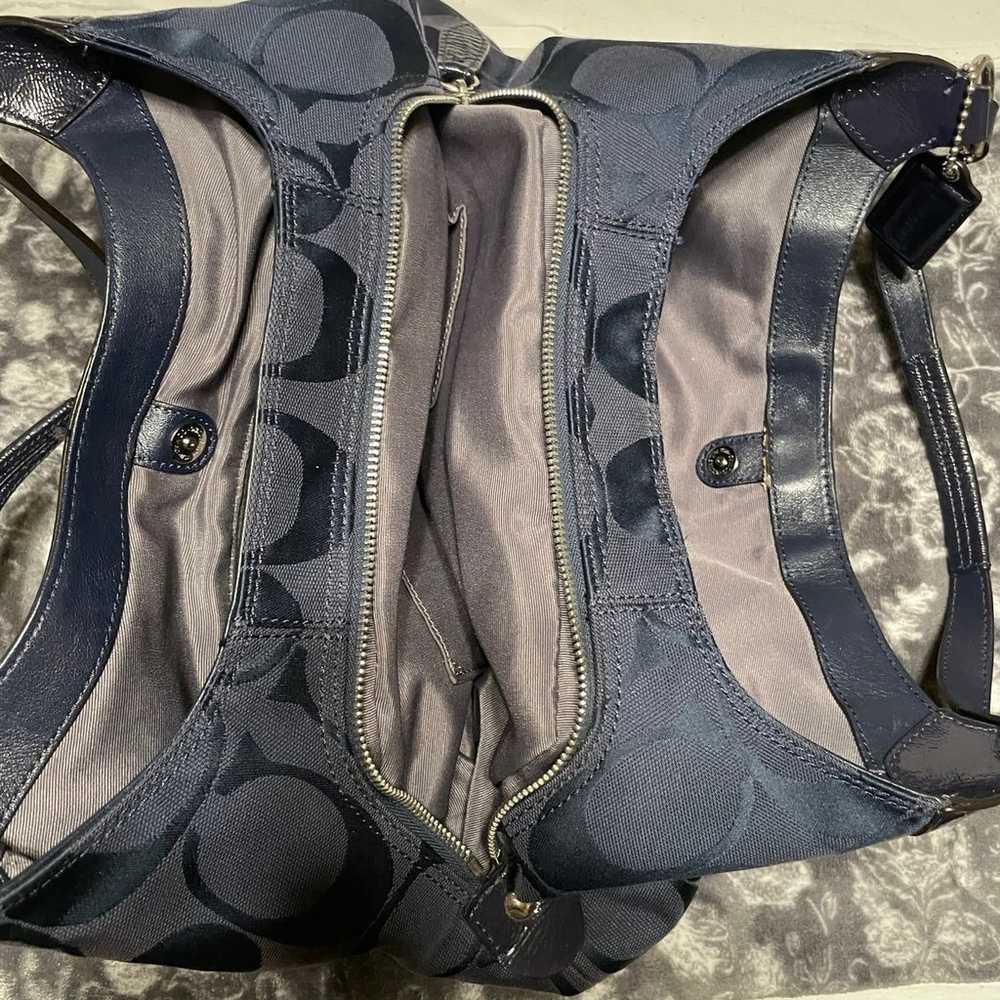 Coach Vintage purse Navy blue & silver accents - image 4