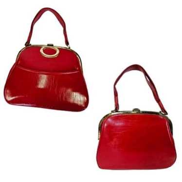 Vintage '60s Candy Apple Red Retro Hand Bag Purse 