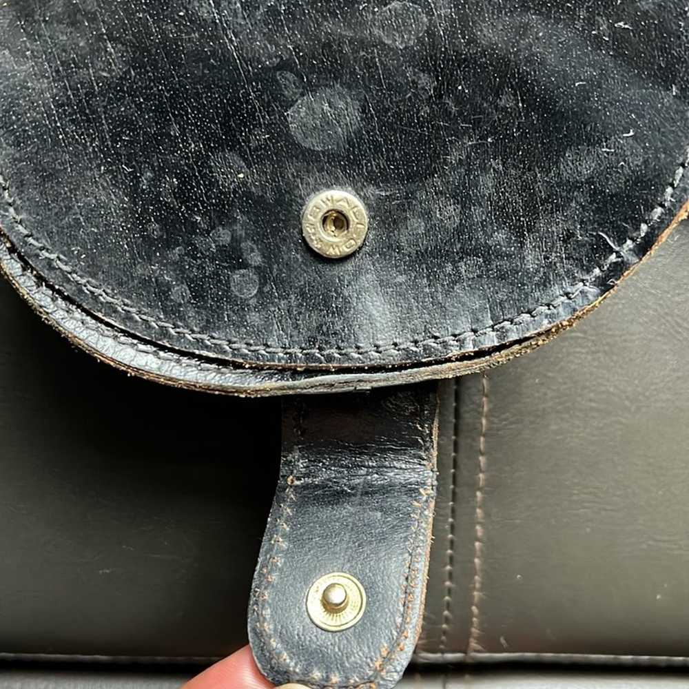 Vintage Handmade Black Tooled Leather Camera Cros… - image 6