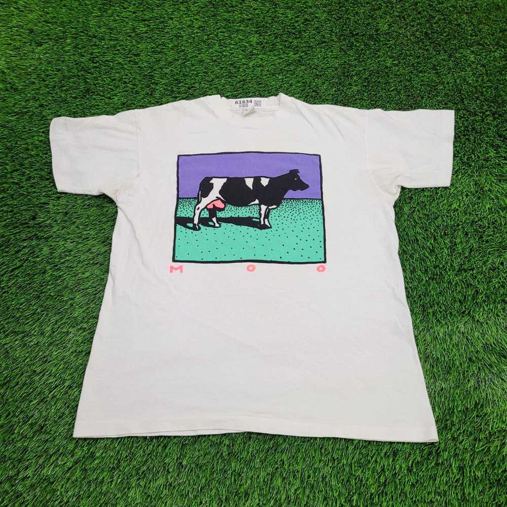 Fruit Of The Loom Vintage 90s Funny Colorful Cow … - image 1