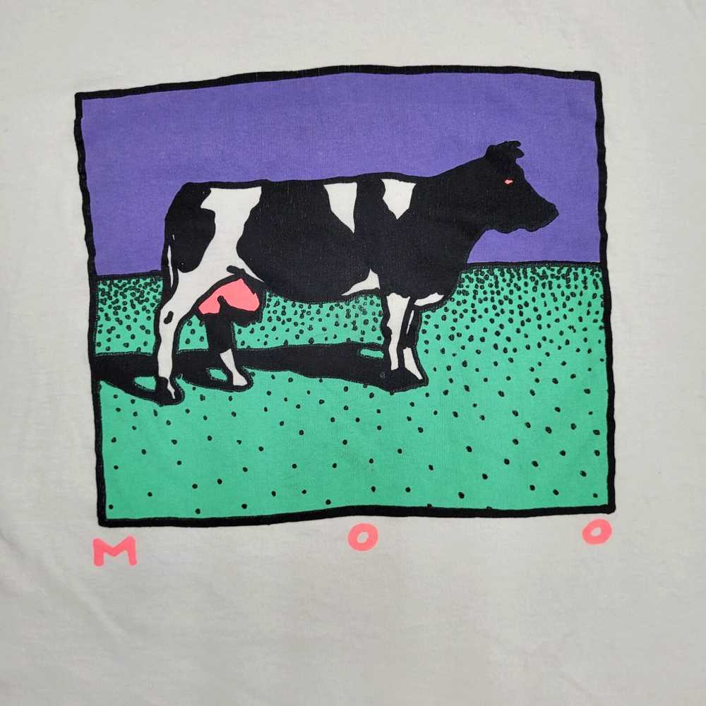 Fruit Of The Loom Vintage 90s Funny Colorful Cow … - image 3