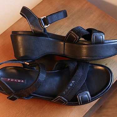 Vintage Prada Leather Chunky Sandals - image 1