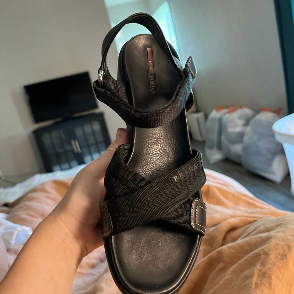 Vintage Prada Leather Chunky Sandals - image 2